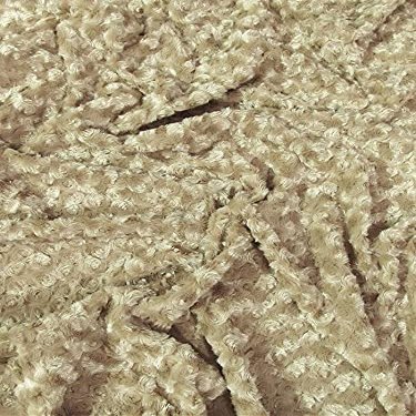 Minky Rose/Rosette Floral Baby Soft Fabric by The Yard DIY Blankets Decor Clothing (Desert Camel)