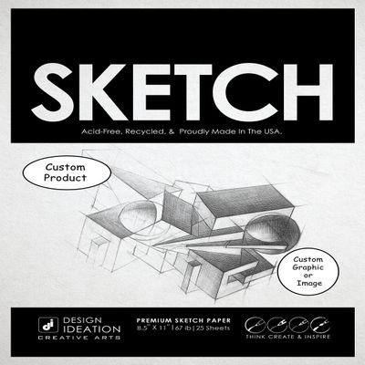 CUSTOM: Premium Paper Sketch Pad for Pencil, Ink, and Marker. Great for Art, Design and Education. (Jumbo 8.5" x 11") (80)