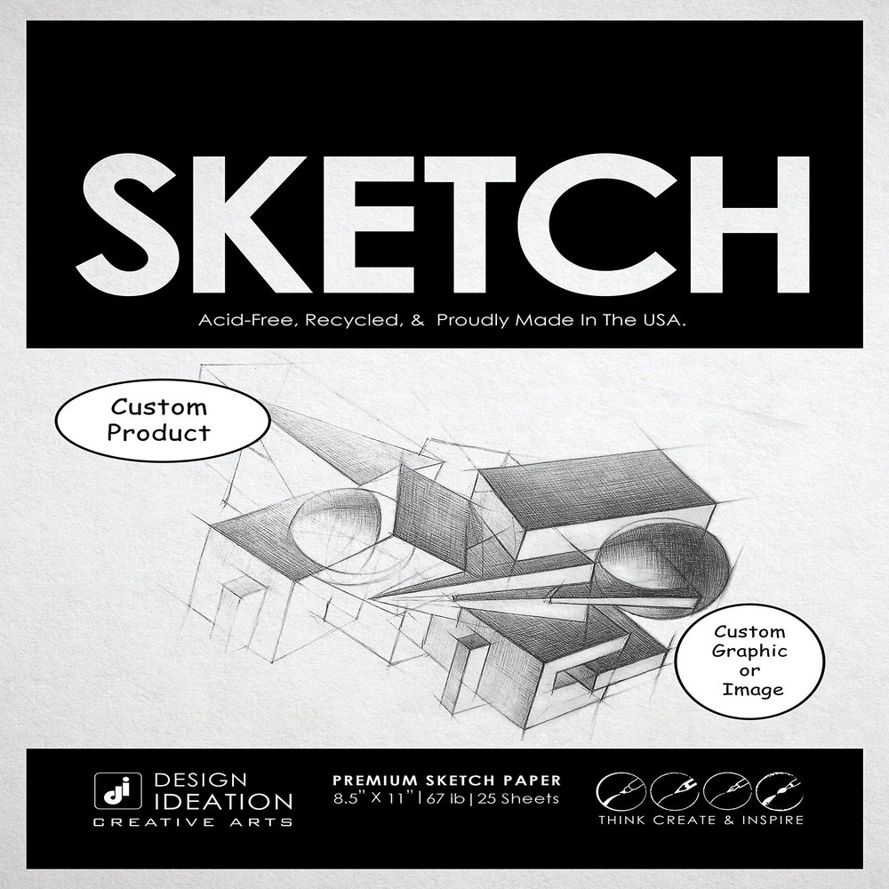 CUSTOM: Premium Paper Sketch Pad for Pencil, Ink, and Marker. Great for Art, Design and Education. (Jumbo 8.5" x 11") (80)