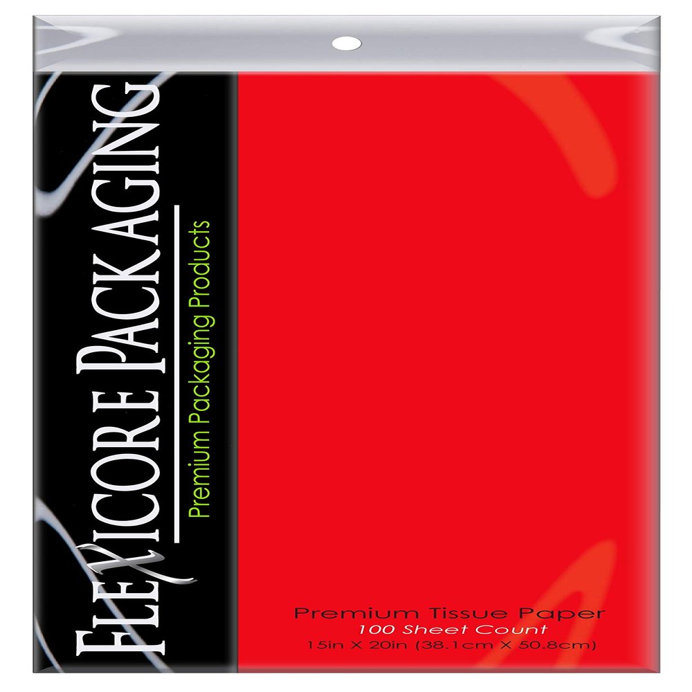 Flexicore Packaging Gift Wrap Tissue Paper Size: 15 Inch X 20 Inch | Count: 100 Sheets (Red)