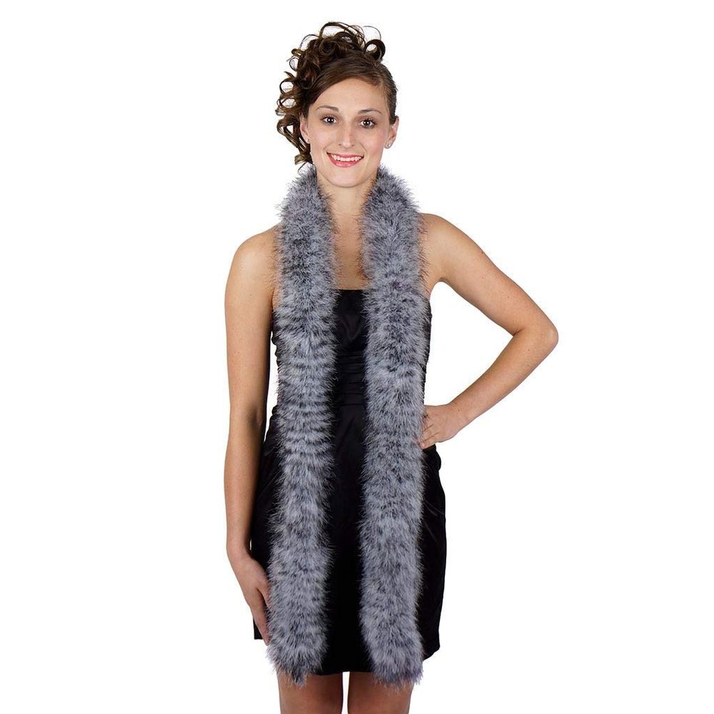 ZUCKER Marabou Feather Boas - Heavy Solid Colors - Costume Accessories for Halloween Party, Carnival, Crafts, Dancing - White/Black