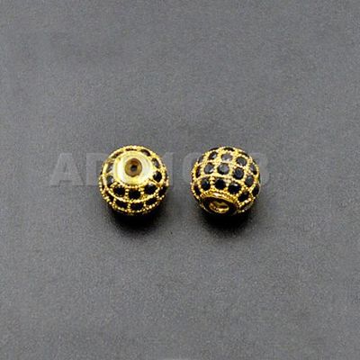 AD Beads Top Zircon Gemstones Pave Round Ball Bracelet Connector Charm Beads (8mm, Clear on Silver (5 Pcs))