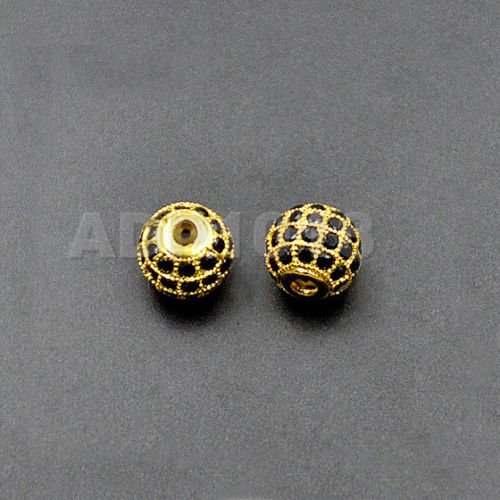 AD Beads Top Zircon Gemstones Pave Round Ball Bracelet Connector Charm Beads (8mm, Clear on Silver (5 Pcs))