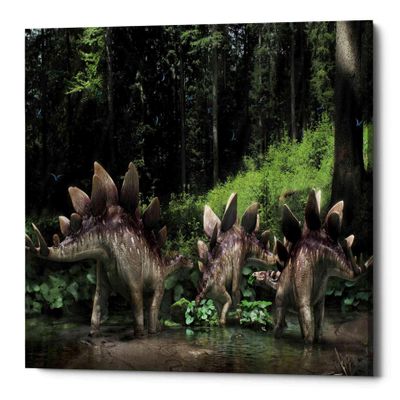 Epic Graffiti 'Stegosaurus Family' Canvas Wall Art, 18"x26"