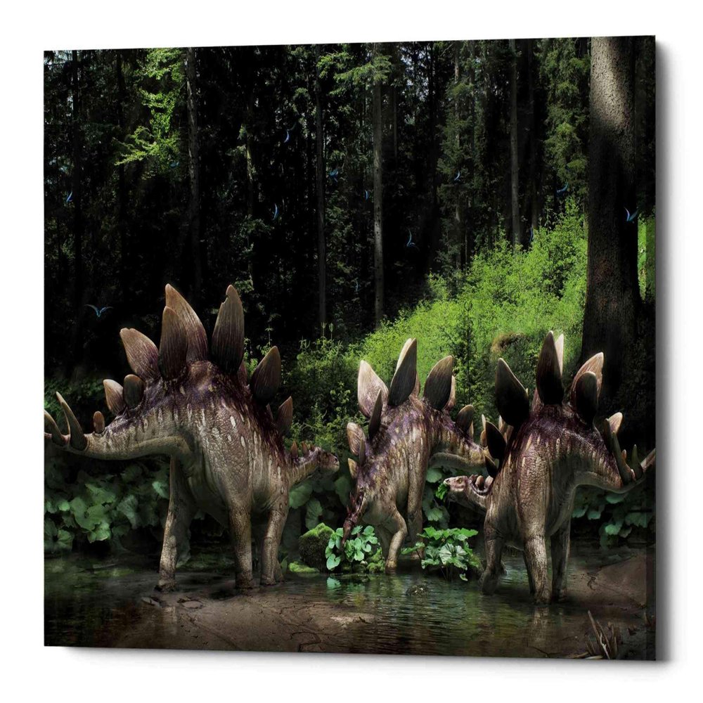 Epic Graffiti 'Stegosaurus Family' Canvas Wall Art, 18"x26"