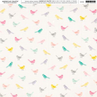 American Craft Crate Paper - Bloom Collection - Animal Cardstock 12 x 12 Thickers -Little Bird