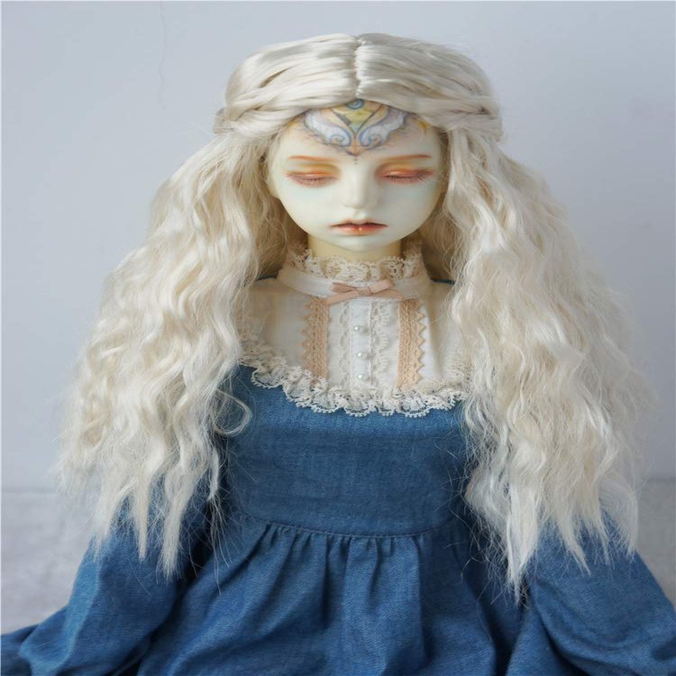 JD119 8-9inch 21-23CM Long curly princess doll wigs 1/3 SD synthetic mohair BJD wigs Vinyl doll accessories (Blond)