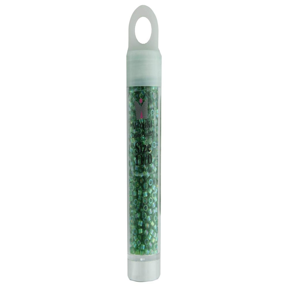Miyuki Delica 11/0 Green Transparent AB 5.2gms Vial of Japanese Glass Beads