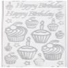 Anitas Outline Stickers, Birthday Cupcake, Silver on White, for Scrapbooking, Card Making, Kids Play, Homework, Art, Craft, Embelish, Decorative, Paper, Card, Glass, Metal, Plastic, Foam view 2