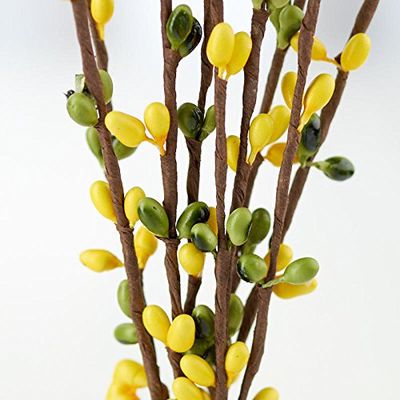 Factory Direct Craft Pack of 12 Yellow and Green Pip Berry Stems Summertime Rustic Berries, Farmhouse Home Decor for Table Arrangements and Easter Centerpiece Decorations (12" H)