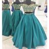 BessDress Two Piece Gold Lace Applique Prom Dresses 2018 Off The Shoulder Party Ball Gown BD450 view 2