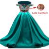 BessDress Two Piece Gold Lace Applique Prom Dresses 2018 Off The Shoulder Party Ball Gown BD450 view 3