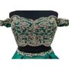 BessDress Two Piece Gold Lace Applique Prom Dresses 2018 Off The Shoulder Party Ball Gown BD450 view 4