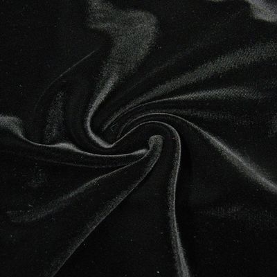 Solid Polyester Spandex Velvet 2 Ways Stretch Medium Weight Fabric-by The Yard (Black)