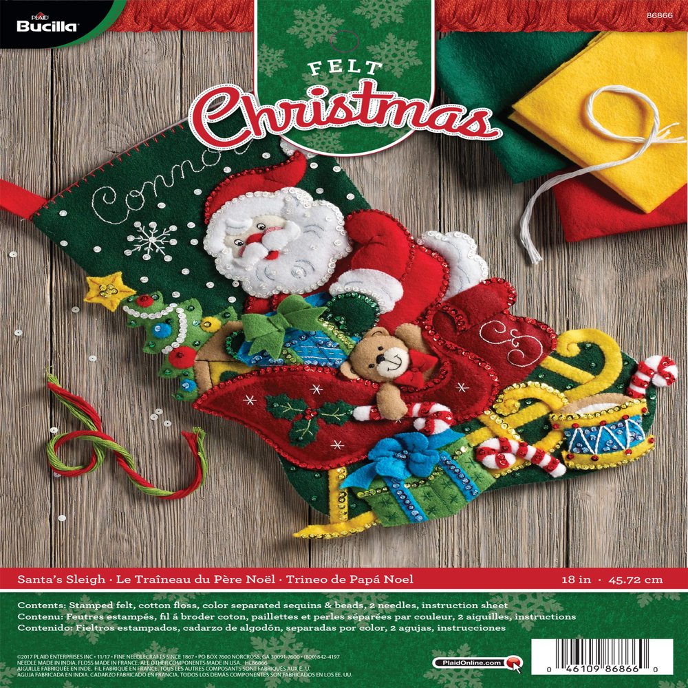 Bucilla Santa's Sleigh Stocking Kit, Multicolor