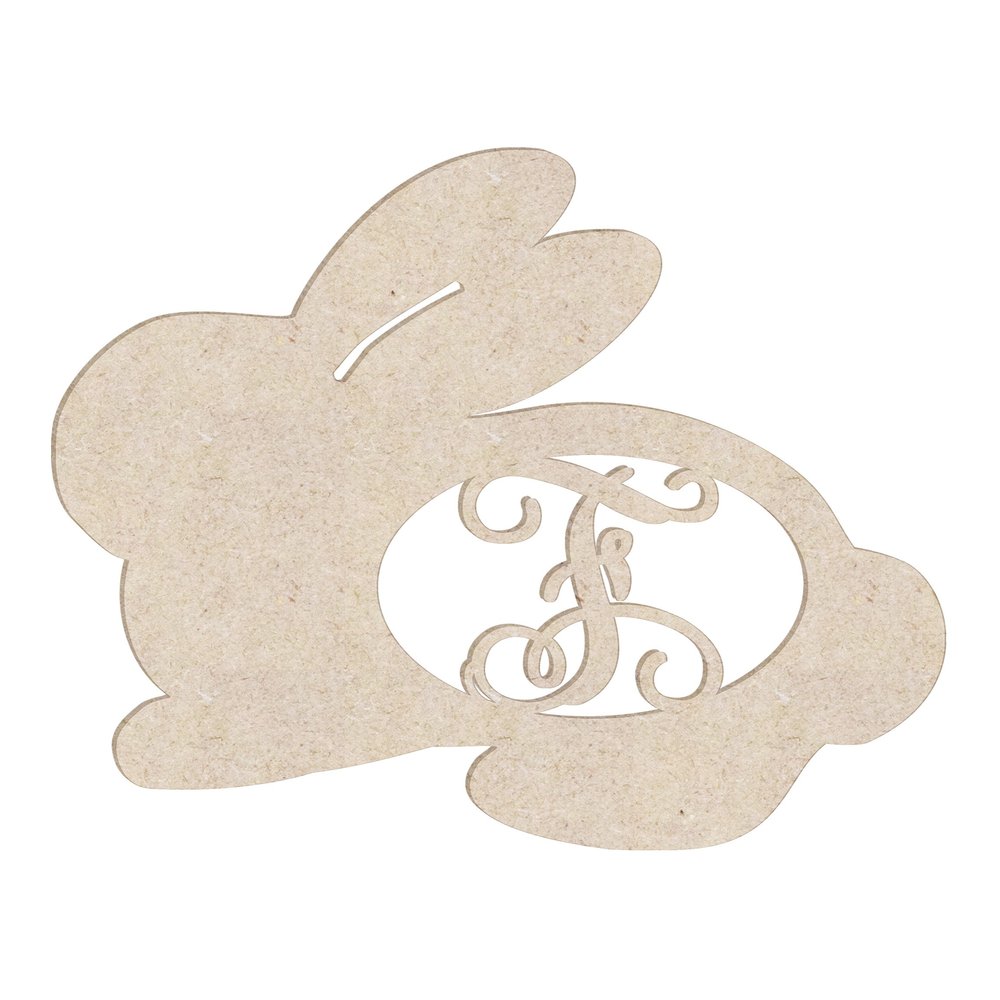 16" Sweet Bunny Monogram Letter Unfinished Wood Initial F (Sizes 12"-30")