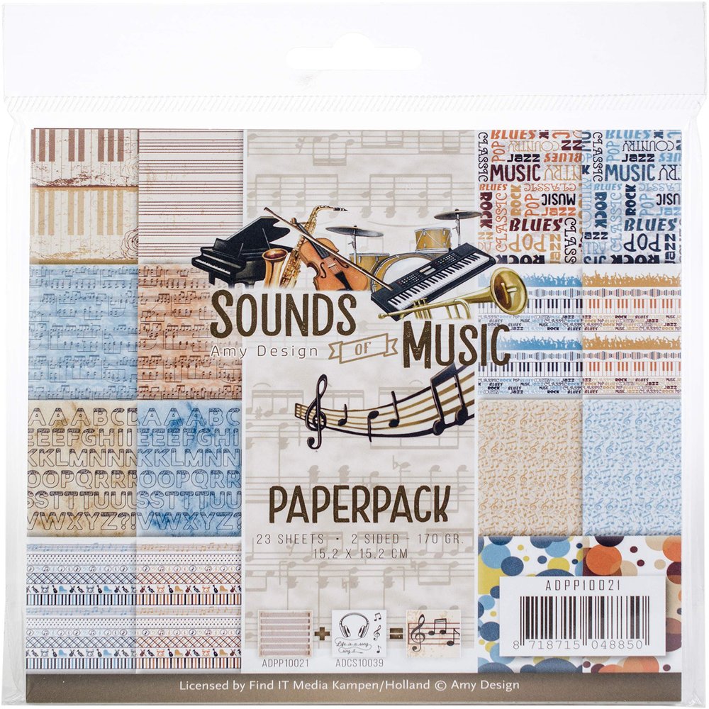Amy Design Amy DES PAPR PACK6X6 MUSC, us:one size, Sounds of Music, Double-sided