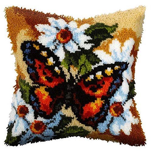 Orchidea Large Cushion Latch Hook Kit: Butterfly