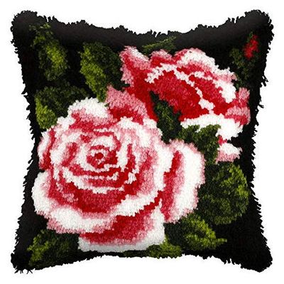 Orchidea Large Cushion Latch Hook Kit: Pink Rose
