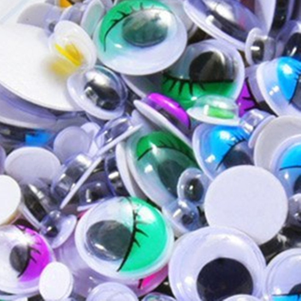 200 Pieces Wiggle Googly Eyes Self-Adhesive 7 mm/ 8 mm/ 10 mm/ 12 mm/ 15 mm, Assorted Colors