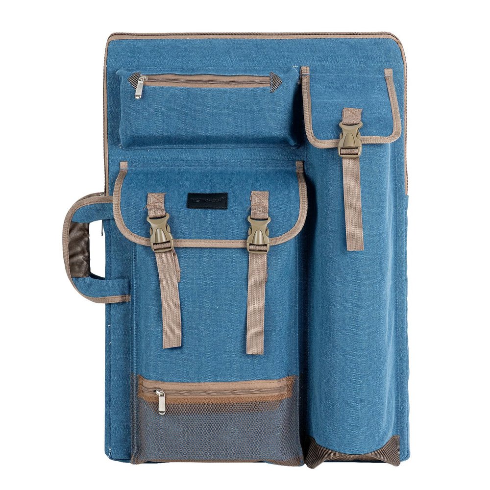 TRANSON Art Portfolio Case Artist Backpack Canvas Bag Large 26 x 19.5 Turquoise Green