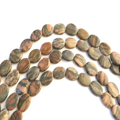 Fine Natural brown and Grey Oval Jasper Gemstone beads
