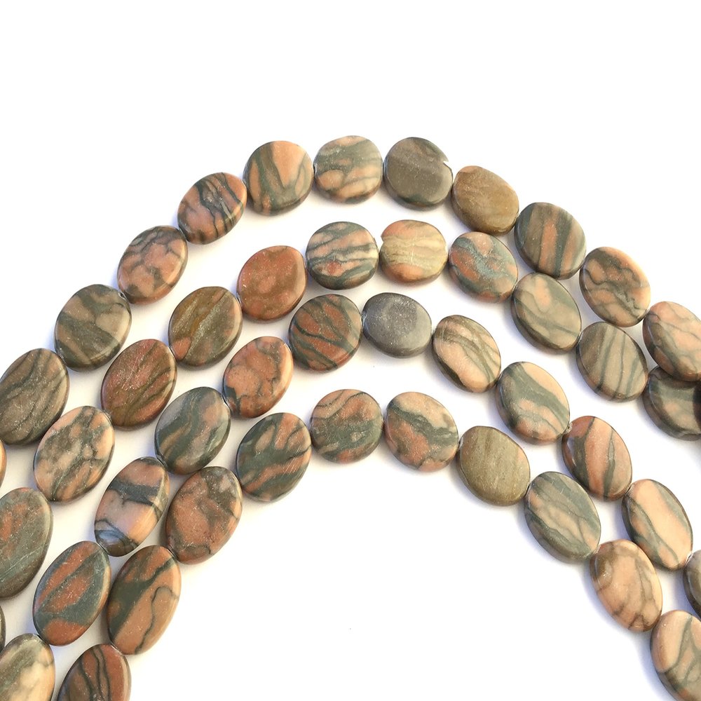Fine Natural brown and Grey Oval Jasper Gemstone beads