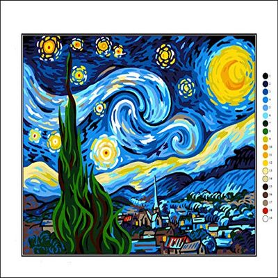 Krainer Needlepoint Kit Starry Night 19.7"x15.4" 50x39cm Printed Canvas cod K70XL