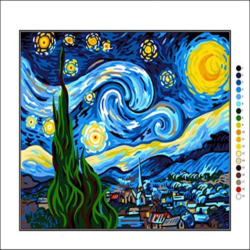 Krainer Needlepoint Kit Starry Night 19.7"x15.4" 50x39cm Printed Canvas cod K70XL