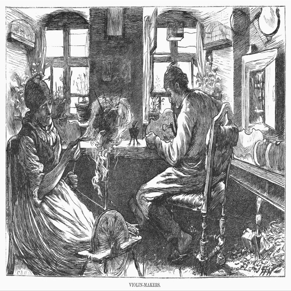 Violin Makers 1873 Nbavarian Violin Workshop Wood Engraving American 1873 Poster Print by (24 x 36)