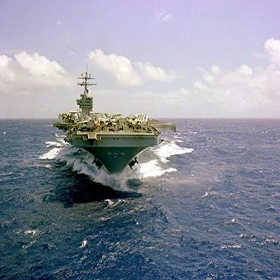 A bow view of the nuclear-powered aircraft carrier USS Dwight D Eisenhower Poster Print by Stocktrek Images (34 x 22)