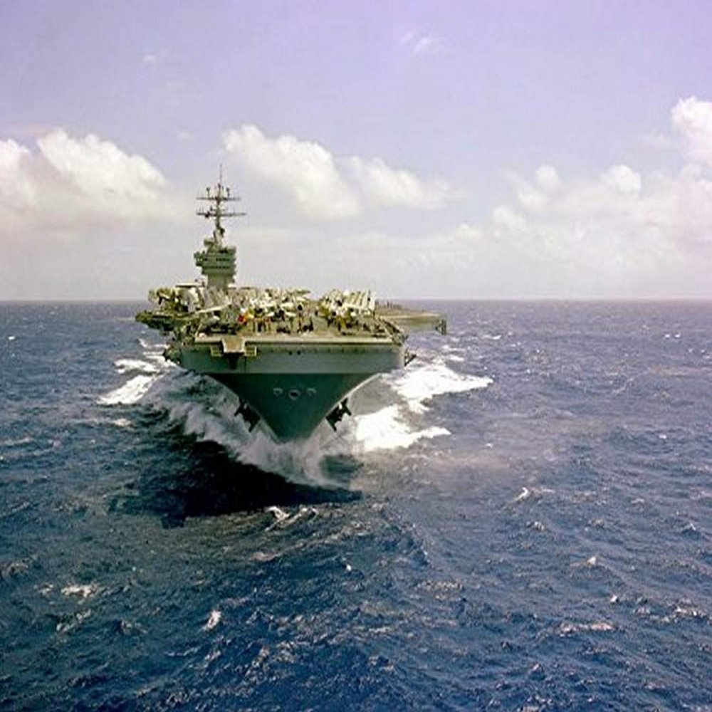 A bow view of the nuclear-powered aircraft carrier USS Dwight D Eisenhower Poster Print by Stocktrek Images (34 x 22)