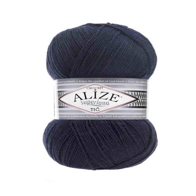 25% Wool 75% Acrylic Yarn Alize SuperLana TIG Crochet Lace Thread Hand Knitting Yarn Craft Arts Lot of 4 skeins 400gr 2492 yds Color 58 Navy