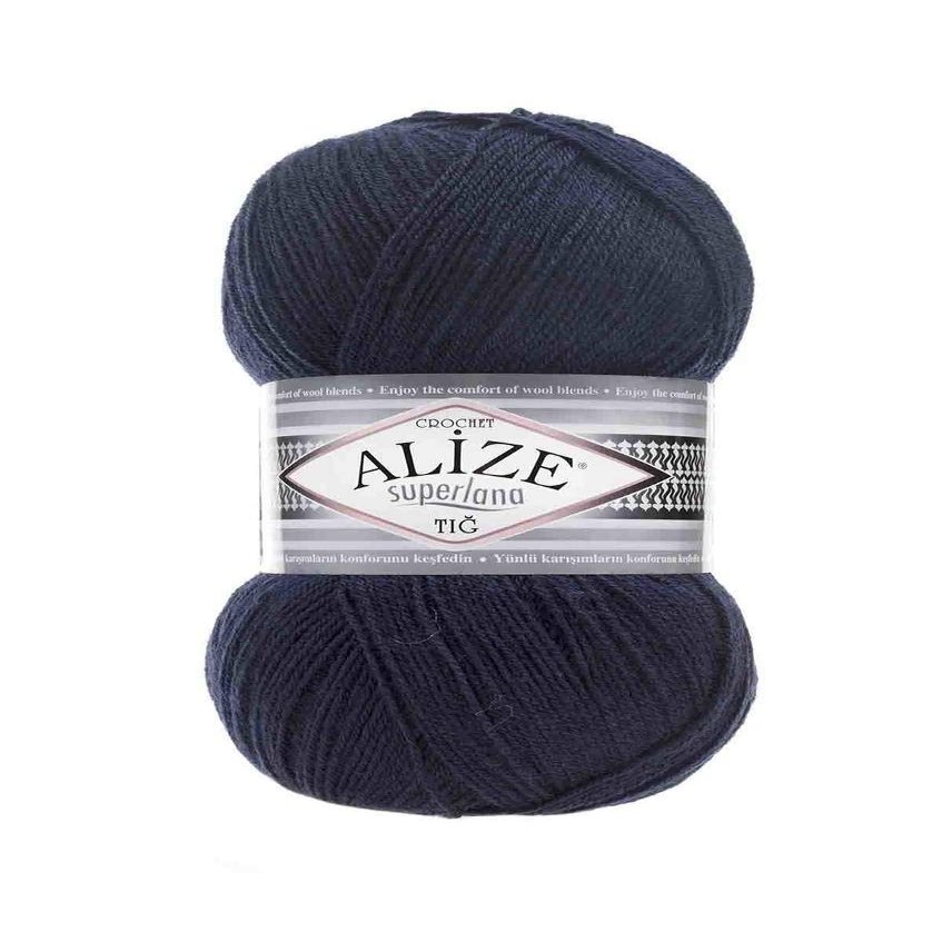 25% Wool 75% Acrylic Yarn Alize SuperLana TIG Crochet Lace Thread Hand Knitting Yarn Craft Arts Lot of 4 skeins 400gr 2492 yds Color 58 Navy