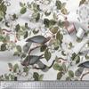 Soimoi Bird and Floral Print 58 Inches Wide Cotton Cambric Fabric Deocrative by The Yard-White view 3
