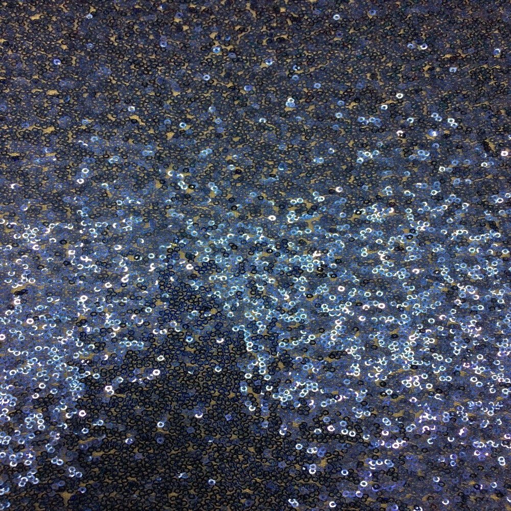 Navy Blue Mini Disc All Over Sequin Nylon Mesh Gown Decor Fabric - BTY - 54"/55"