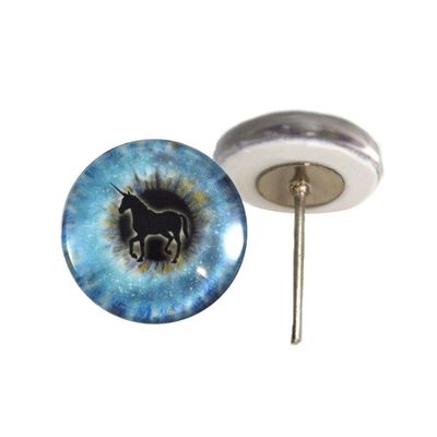 Blue Unicorn Glass Eyes On Wire Pin Posts for Needle Felting Making Supplies and Other Crafts (14mm)