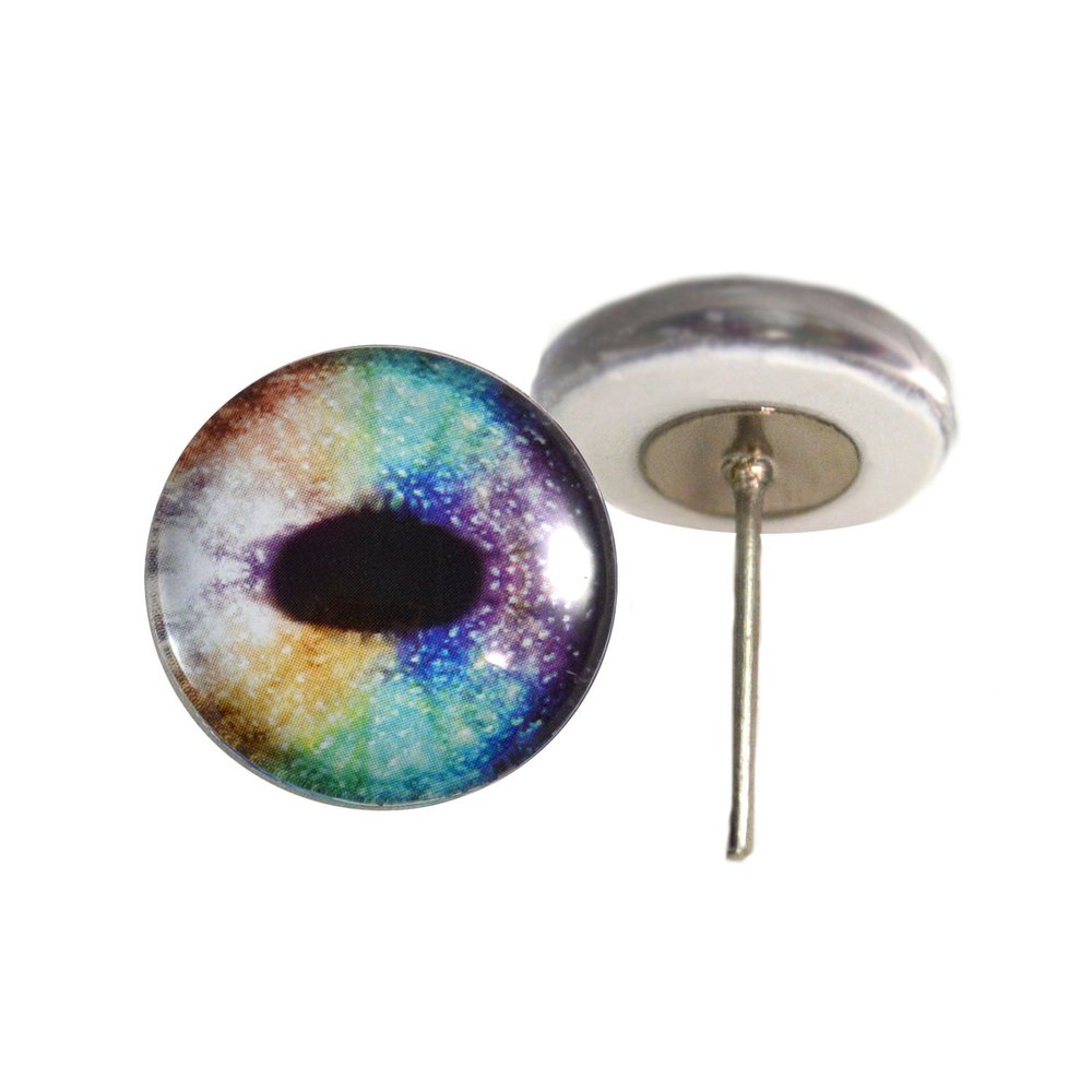 Rainbow Unicorn Glass Eyes On Wire Pin Posts for Needle Felting Making Supplies and Other Crafts (14mm)