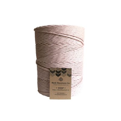 Light Pink Macrame Cord / 4mm Single Strand Cotton Fiber Art Rope/Cotton Candy
