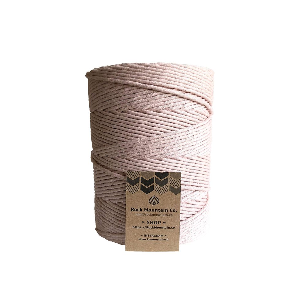 Light Pink Macrame Cord / 4mm Single Strand Cotton Fiber Art Rope/Cotton Candy