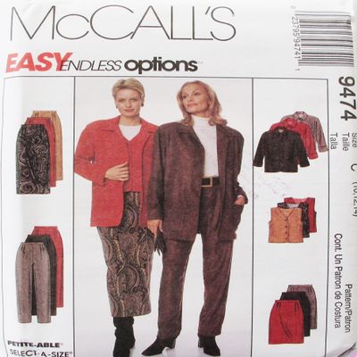 McCall's 9474 Misses Jacket, Vest, Pants, Skirt Sz 10-12-14 SEWING PATTERN