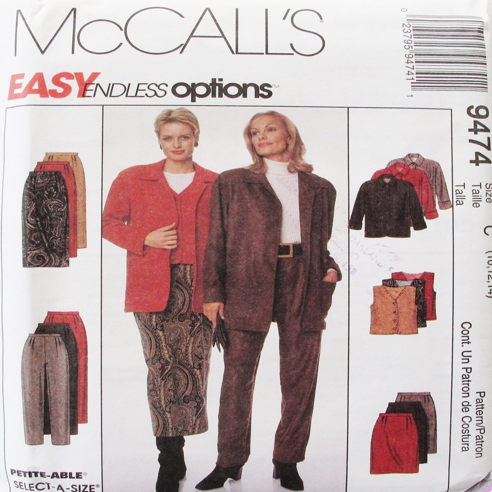 McCall's 9474 Misses Jacket, Vest, Pants, Skirt Sz 10-12-14 SEWING PATTERN
