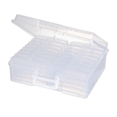 novelinks Transparent 4" x 6" Photo Organizers and Photo Storage Box with Handle, 16 Inner Photo Cases, Portable Picture Organizers & Photo Storage Containers (Clear)