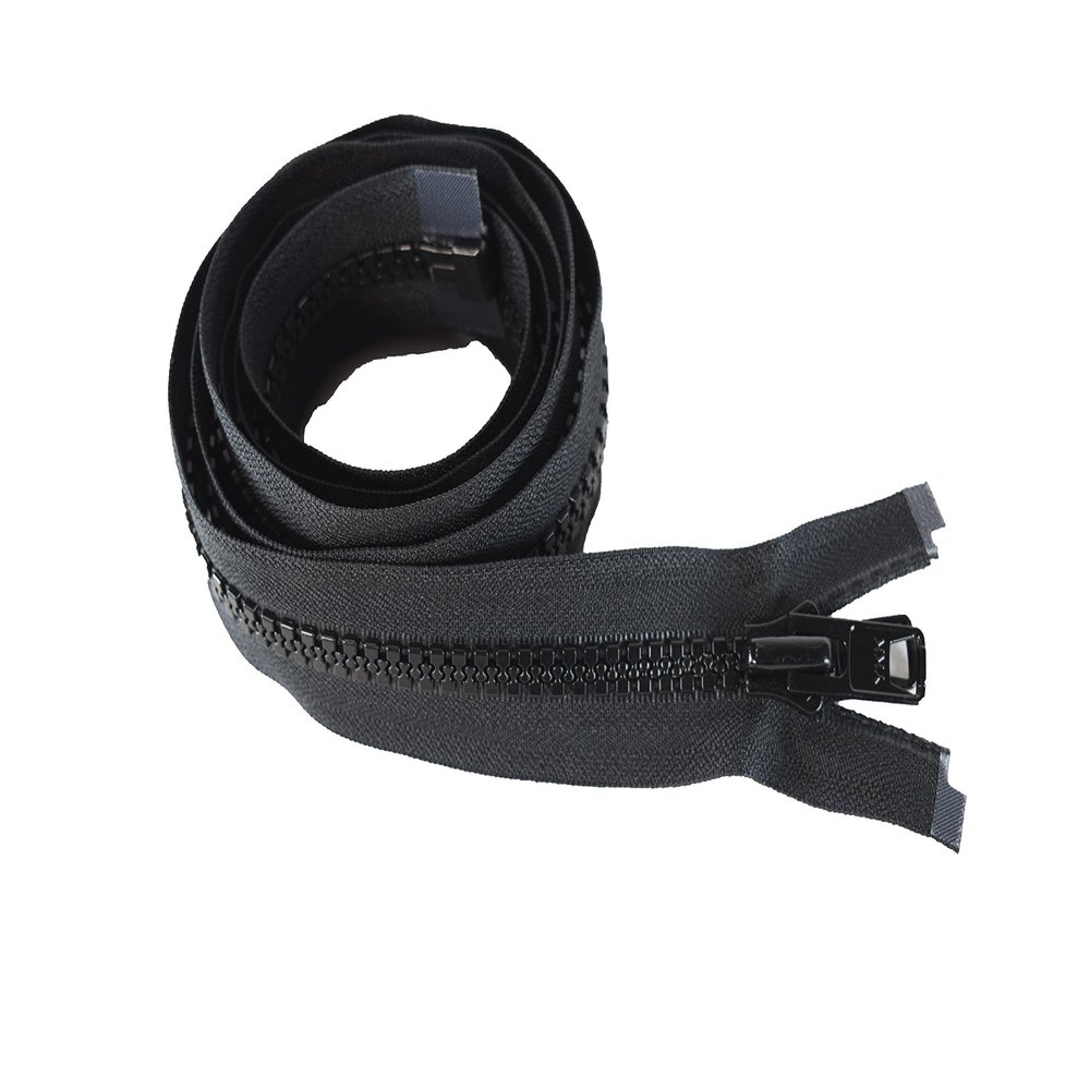 60" Vislon Zipper - YKK #10 Molded Extra-Heavy Separating -Double Metal Pull - Black (1 Zipper/Pack)