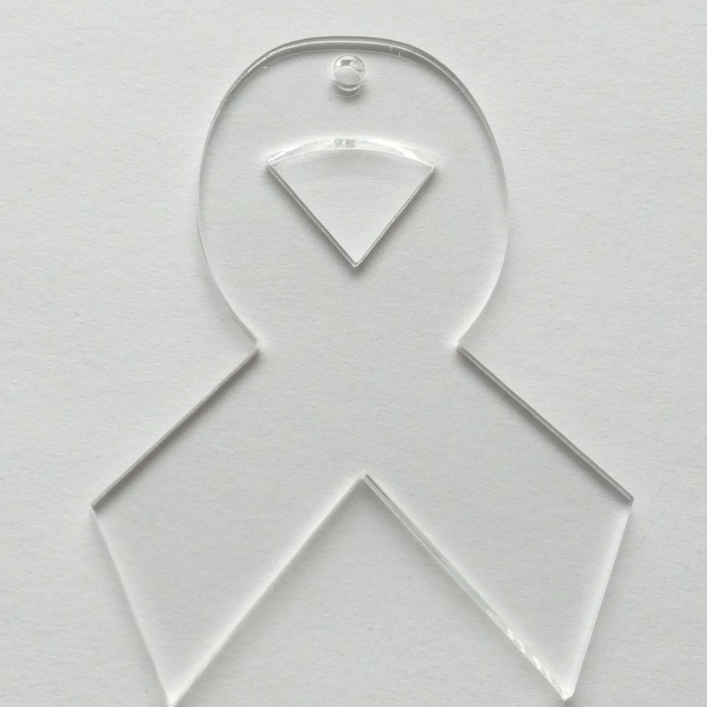 3" Blank Clear Acrylic Awareness Ribbons Key Chain Wedding Tags Save Date 10PCS