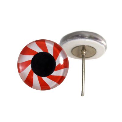 Red Peppermint Candy Glass Eyes On Wire Pin Posts for Needle Felting Doll Making Supplies and Other Crafts (14mm)