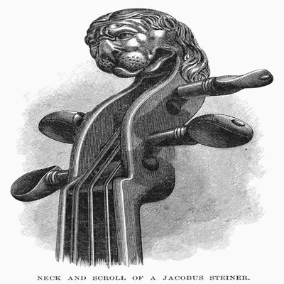 Stainer Violin Nneck And Scroll Of A Violin Made By Jacobus Stainer (Or Steiner C1617-1683) Wood Engraving American 1881 Poster Print by (24 x 36)