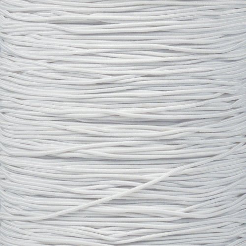 Craft County Elastic Nylon Bungee Stretch Shock Cord in 1/32 Inch and 1/16 Inch Diameters Beading, Party Favors, Friendship Bracelets, DIY Craft Projects (White, 1/32 Inch X 25 Feet)
