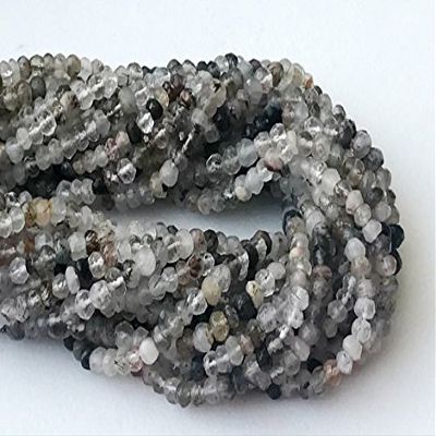 5 Strand Natural Rutile Quartz Beads Rutiliated Quartz Faceted Rondelles, Tiny Beads, Natutal Rutile Necklace, 3.5mm, 13 Inch