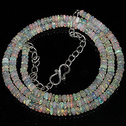 Natural Ethiopian Welo Fire Opal Rondelle Beads SIZE:4 MM TO 4 MM NECKLACE LENGTH: 19"Necklace